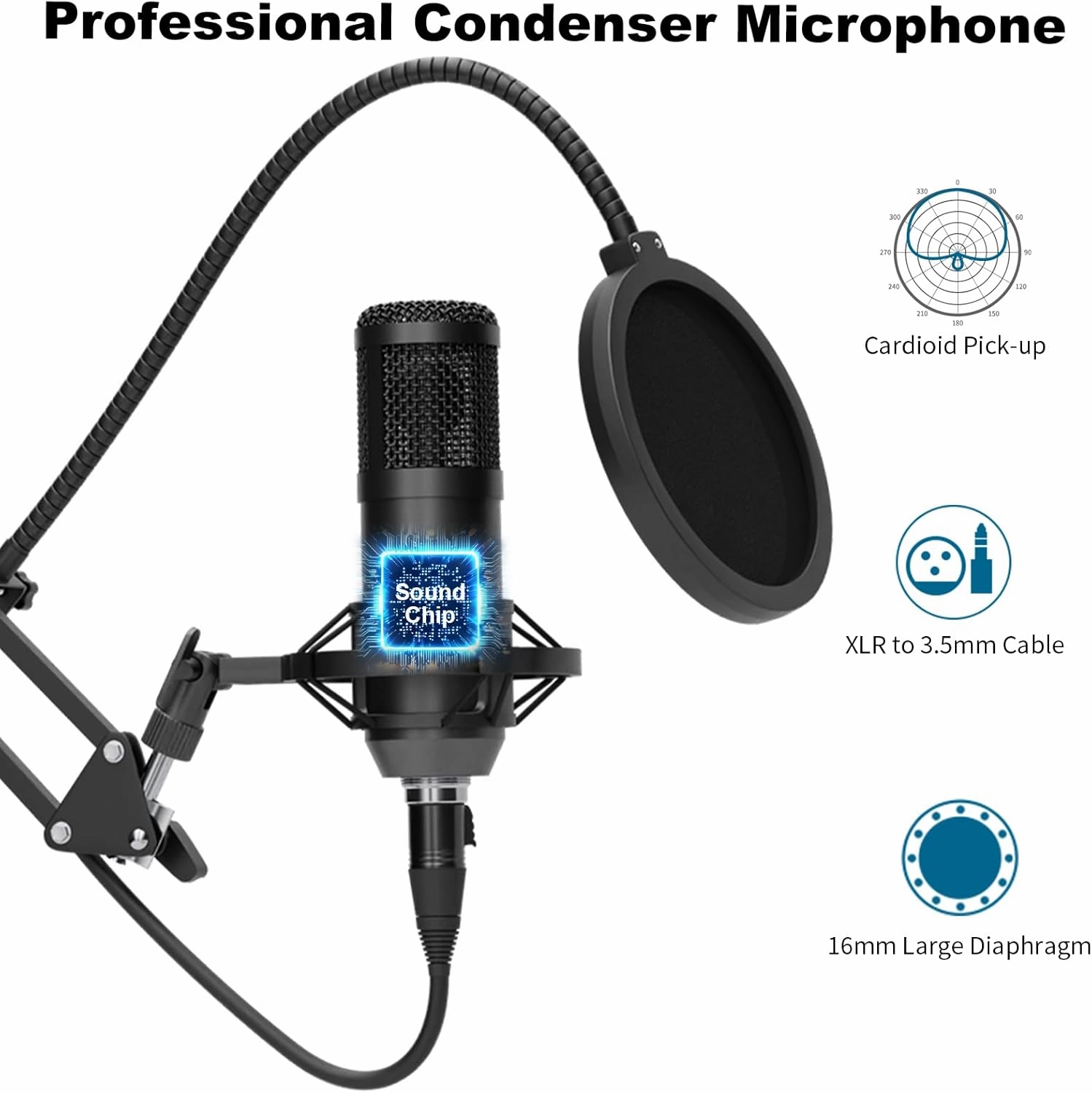 Podcast Equipment Bundle, Audio Mixer with Voice Changer and Studio Condenser Microphone for Live Streaming,Podcast Recording,PC,Laptop,Phone TikTok
