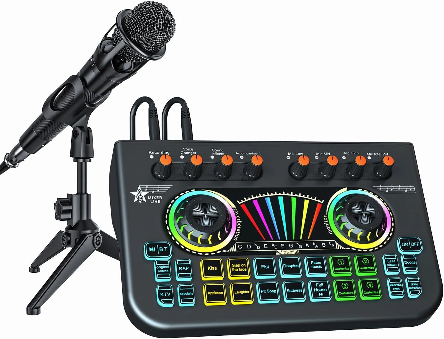 Podcast Equipment Bundle, Microphone Recording Studio Kit with Voice Changer, Live Sound Card  Audio Interface for Phone and Computer, for Recording, Singing, Streaming, and Gaming audio interface,USB interface,music recording input,