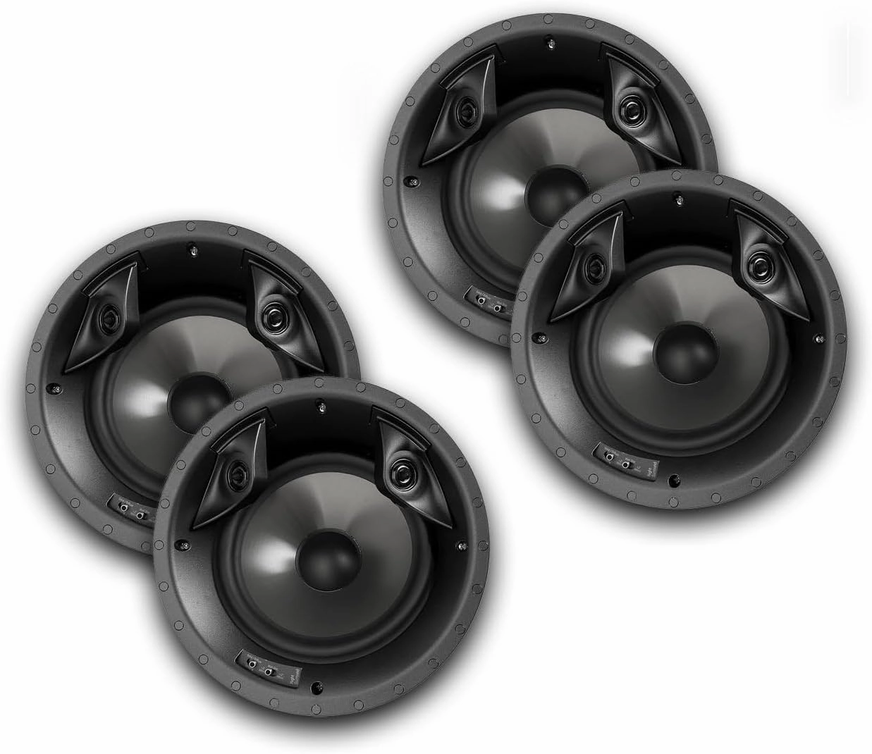 Polk Audio 80F/X-RT in-Ceiling 2-Way Round Surround Speakers - 8" Woofer, Dual 3/4" Tweeters | 2 Pairs of Speakers | White, Paintable Sheer Grille | 4 Speakers