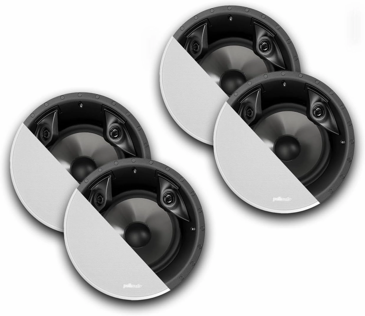 Polk Audio 80F/X-RT in-Ceiling 2-Way Round Surround Speakers - 8" Woofer, Dual 3/4" Tweeters | 2 Pairs of Speakers | White, Paintable Sheer Grille | 4 Speakers soundbar,TV speaker bar,home theater soundbar,