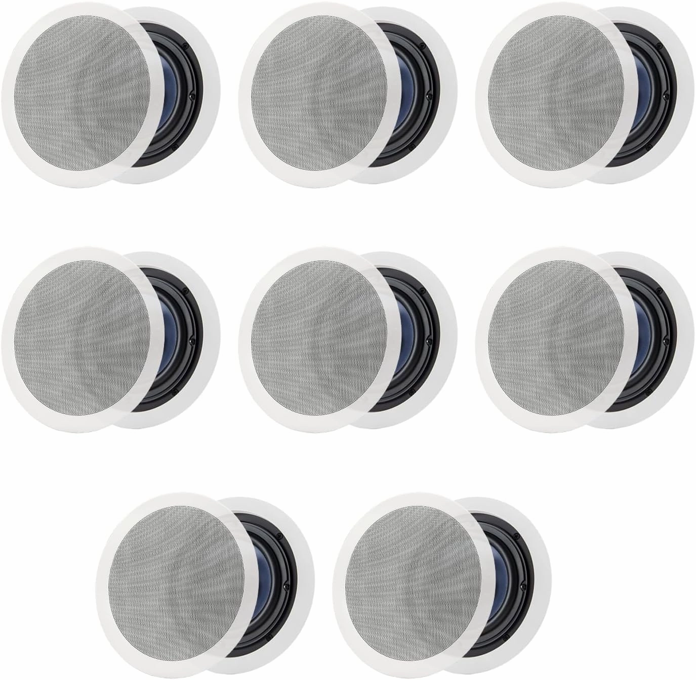Polk Audio RC80i 2-Way Premium in-Ceiling 8" Round Speaker, Perfect for Damp and Humid Indoor/Outdoor Placement (White, Paintable-Grille) 4 Pairs (8 Speakers) soundbar,TV speaker bar,home theater soundbar,