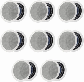 Polk Audio RC80i 2-Way Premium in-Ceiling 8" Round Speaker, Perfect for Damp and Humid Indoor/Outdoor Placement (White, Paintable-Grille) 4 Pairs (8 Speakers) soundbar,TV speaker bar,home theater soundbar,