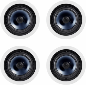 Polk Audio RC80i 2-Way Premium in-Ceiling 8" Round Speakers, Perfect for Damp and Humid Indoor/Outdoor Placement (White, Paintable-Grille) Dual Pairs (4 Speakers) soundbar,TV speaker bar,home theater soundbar,