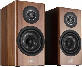 Polk Audio Reserve R100 Small Bookshelf Speaker for Dynamic, Detailed Home Theater Audio, 1" Pinnacle Ring Tweeter & 5.25" Turbine Cone Woofer, Dolby Atmos & IMAX Enhanced Wall Mountable Walnut Brown bookshelf speakers,compact stereo spea
