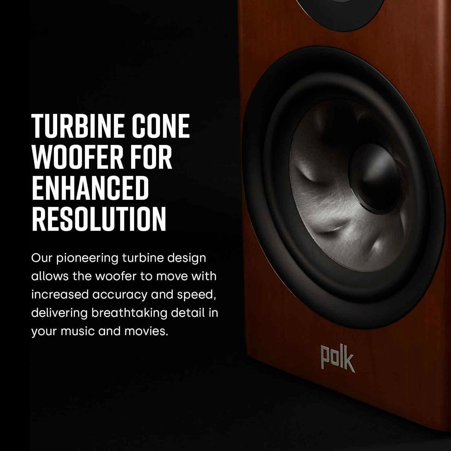 Polk Audio Reserve R200 Large Bookshelf Speaker for Dynamic, Detailed Home Theater Audio, 1" Pinnacle Ring Tweeter & 6.5" Turbine Cone Woofer, Dolby Atmos & IMAX Enhanced, Wall Mountable, Walnut Brown