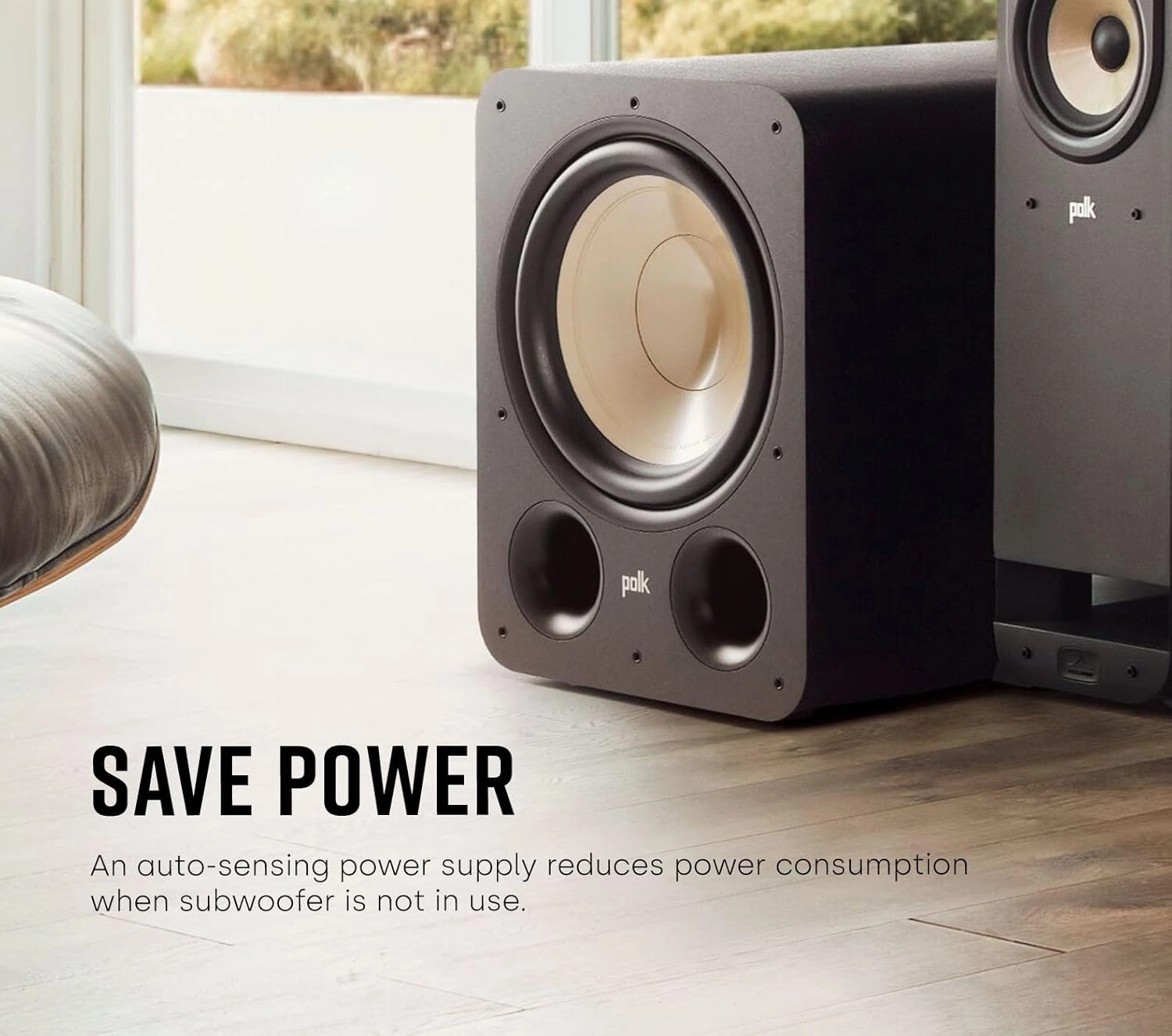 Polk Audio Signature Elite ES12 Subwoofer (Black), 12" Long-Throw Woofer with Mineral-Filled Polymer Cone, 300W Class D Amplifier, Front Firing Home Subwoofer, Time-Smart Phase Control