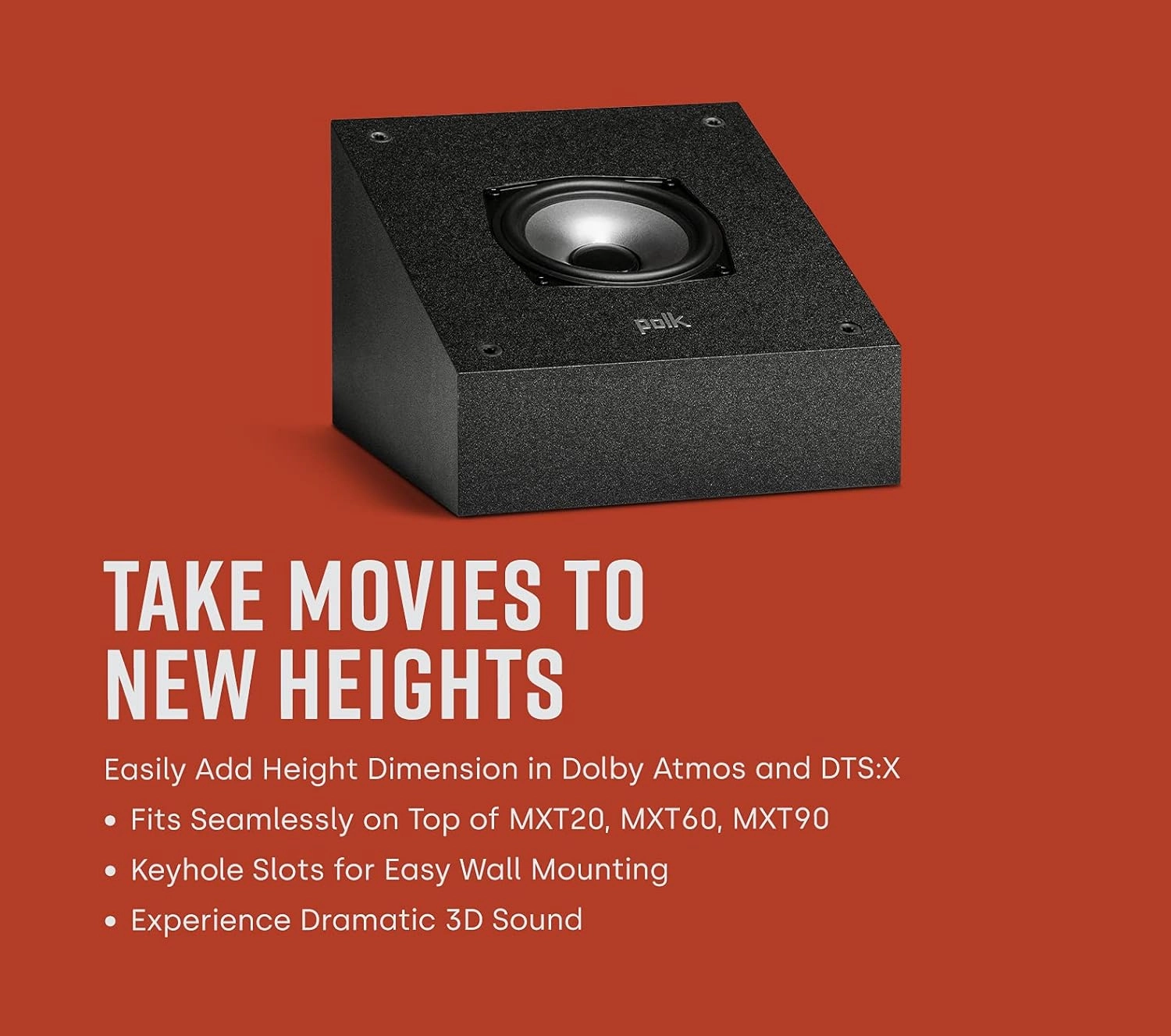 Polk Monitor XT90 Hi-Res Height Speaker Pair for 3D Sound Effect - Dolby Atmos-Certified, DTS:X and DTS Virtual:X Compatible 4" Dynamically Balanced Woofer, Midnight Black