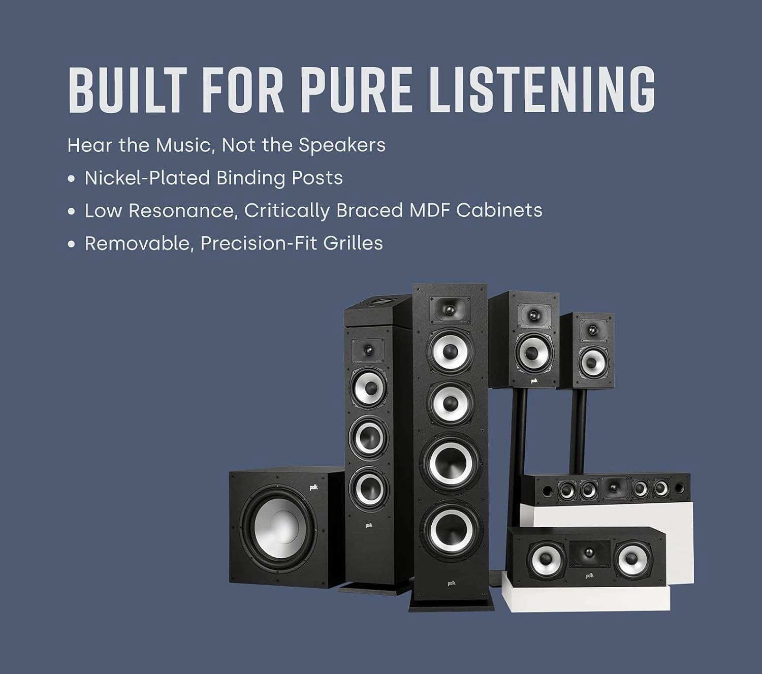 Polk Monitor XT90 Hi-Res Height Speaker Pair for 3D Sound Effect - Dolby Atmos-Certified, DTS:X and DTS Virtual:X Compatible 4" Dynamically Balanced Woofer, Midnight Black