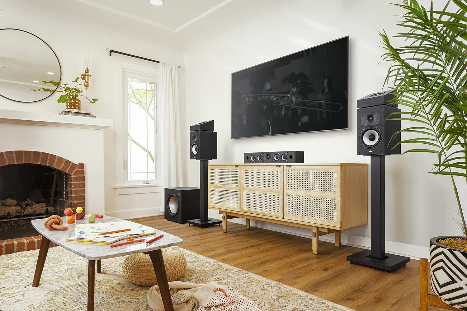Polk Monitor XT90 Hi-Res Height Speaker Pair for 3D Sound Effect - Dolby Atmos-Certified, DTS:X and DTS Virtual:X Compatible 4" Dynamically Balanced Woofer, Midnight Black