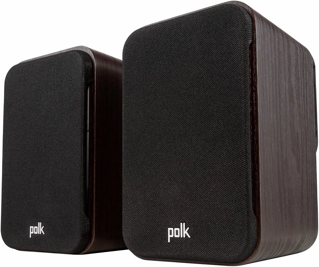 Polk Signature Elite ES10 Surround Loudspeaker - Hi-Res Audio Certified, Dolby Atmos & DTS:X Compatible, 1" Tweeter & 4" Woofer, Power Port Technology for Effortless Bass (Pair, Contemporary Walnut)