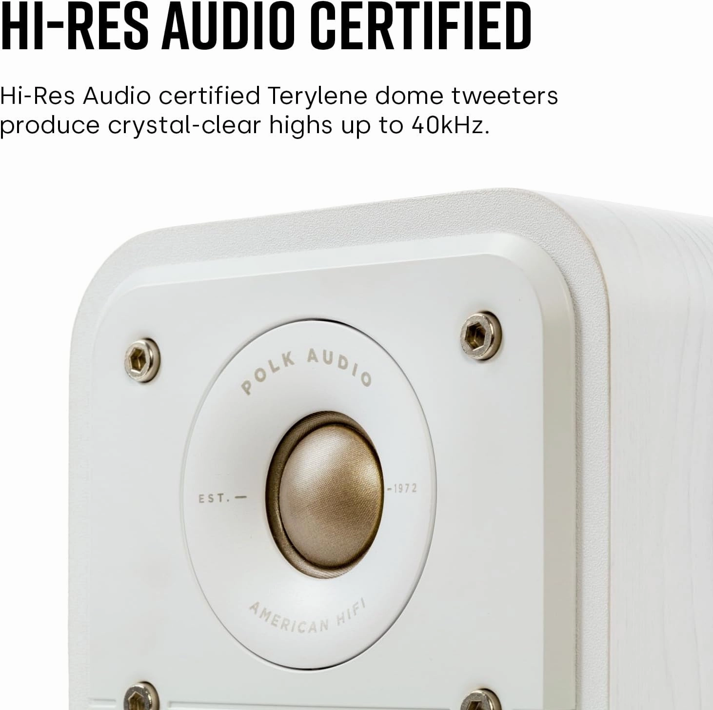 Polk Signature Elite ES10 Surround Loudspeaker - Hi-Res Audio Certified, Dolby Atmos & DTS:X Compatible, 1" Tweeter & 4" Woofer, Power Port Technology for Effortless Bass (Pair, Elegant White-Washed)