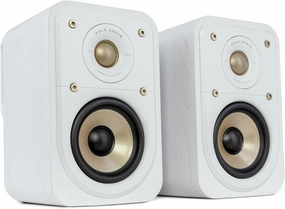 Polk Signature Elite ES10 Surround Loudspeaker - Hi-Res Audio Certified, Dolby Atmos & DTS:X Compatible, 1" Tweeter & 4" Woofer, Power Port Technology for Effortless Bass (Pair, Elegant White-Washed) bookshelf speakers,compact stereo spea