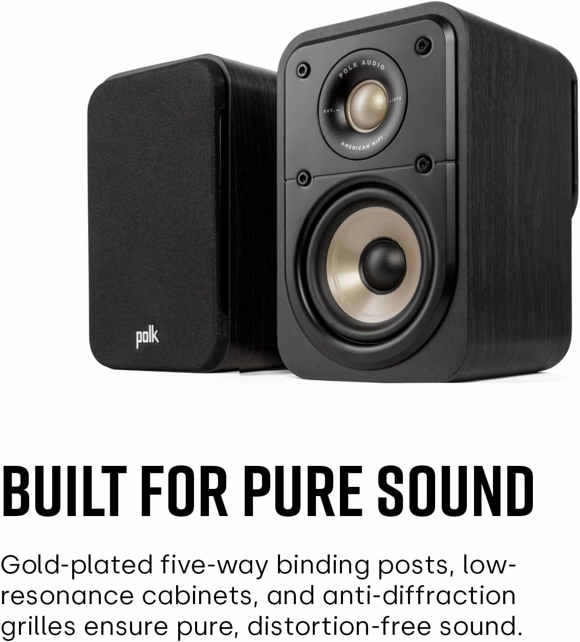 Polk Signature Elite ES10 Surround Loudspeaker - Hi-Res Audio Certified, Dolby Atmos & DTS:X Compatible, 1" Tweeter & 4" Woofer, Power Port Technology for Effortless Bass (Pair, Elegant White-Washed)