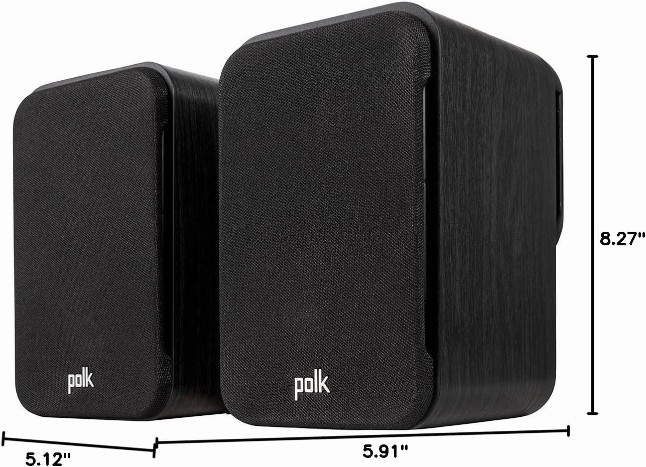 Polk Signature Elite ES10 Surround Loudspeaker - Hi-Res Audio Certified, Dolby Atmos & DTS:X Compatible, 1" Tweeter & 4" Woofer, Power Port Technology for Effortless Bass (Pair, Stunning Black)