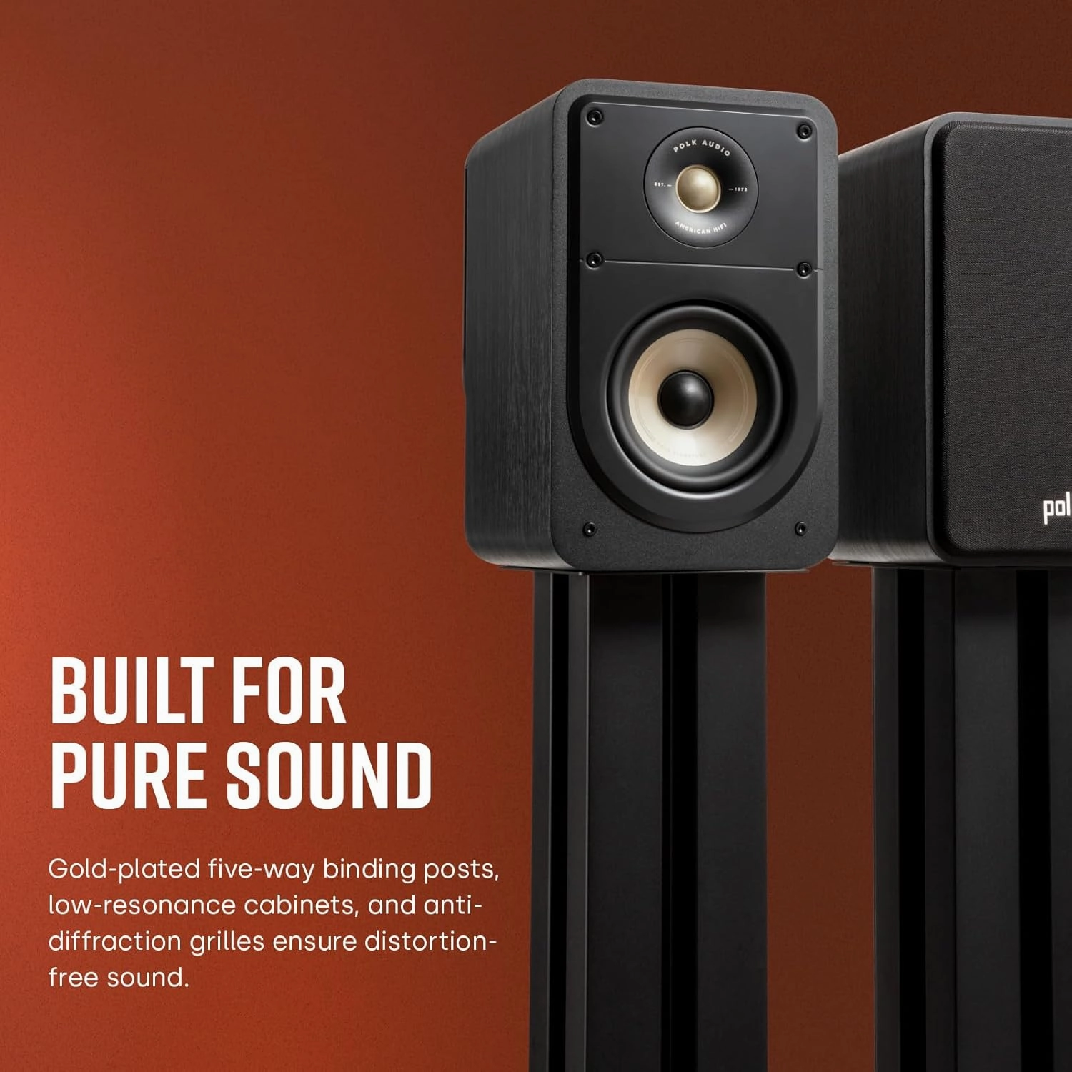 Polk Signature Elite ES15 Bookshelf Speaker - Hi-Res Audio Certified, Dolby Atmos & DTS:X Compatible, 1" Tweeter & 5.25" Woofer, Power Port Technology for Effortless Bass (Pair, Stunning Black)