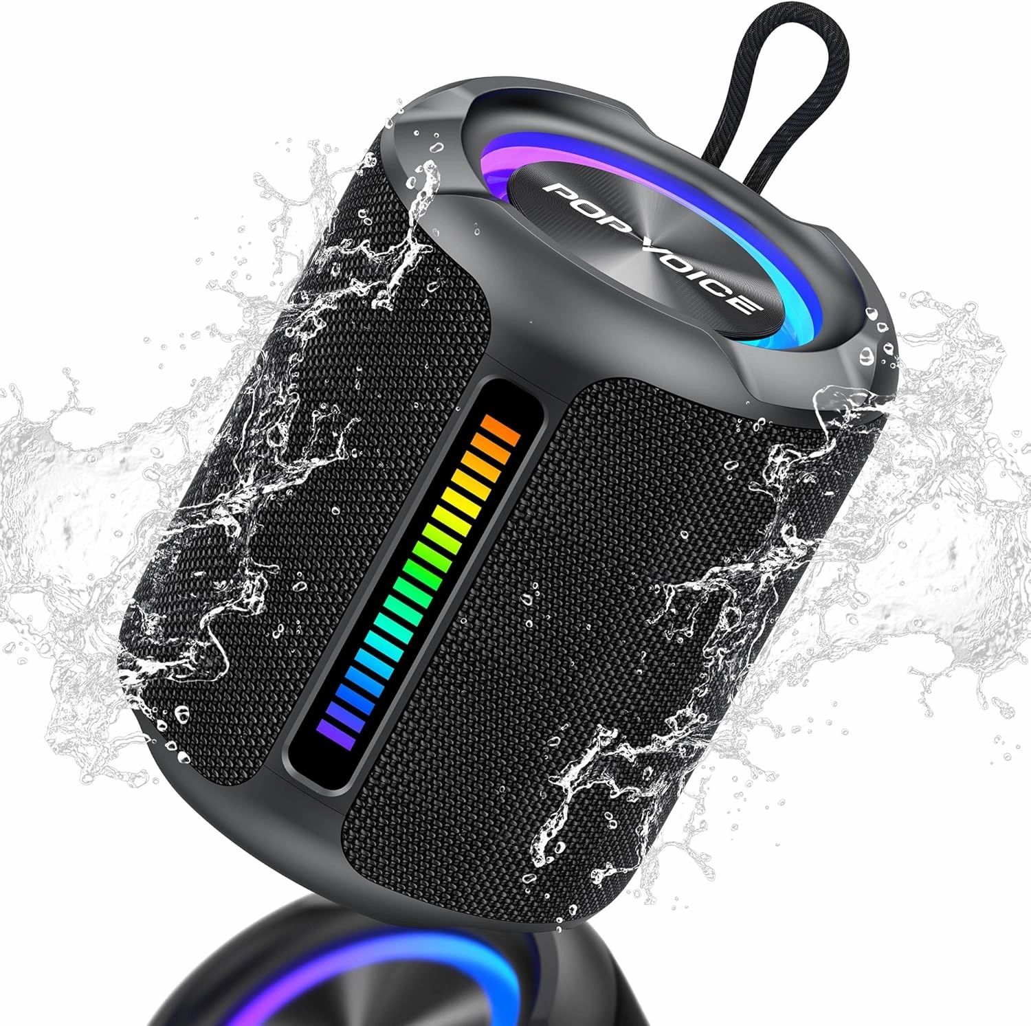 PoP voice Portable Wireless Bluetooth Speaker,40W(50W) Peak Stereo Sound Shower Speaker,IPX7 Waterproof Speaker with Deep Bass,RGB Light,Preset EQ,TWS,for Home/Camping/Gifts, BT5.3 Speaker,Up to 24H floorstanding speakers,tower speakers,stereo floor speake