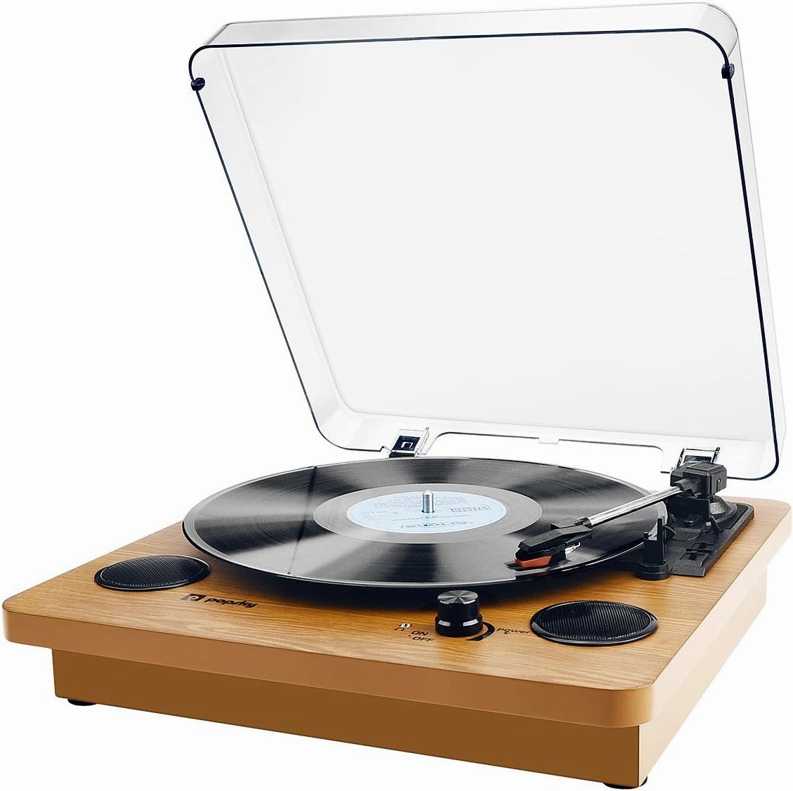 Popsky 3-Speed Turntable Bluetooth Record Player with Speaker, Portable LP Player, Vinyl-to-MP3 Recording, 3.5mm AUX & RCA & Headphone Jack direct-drive turntable,DJ turntable,hi-torque vinyl deck,