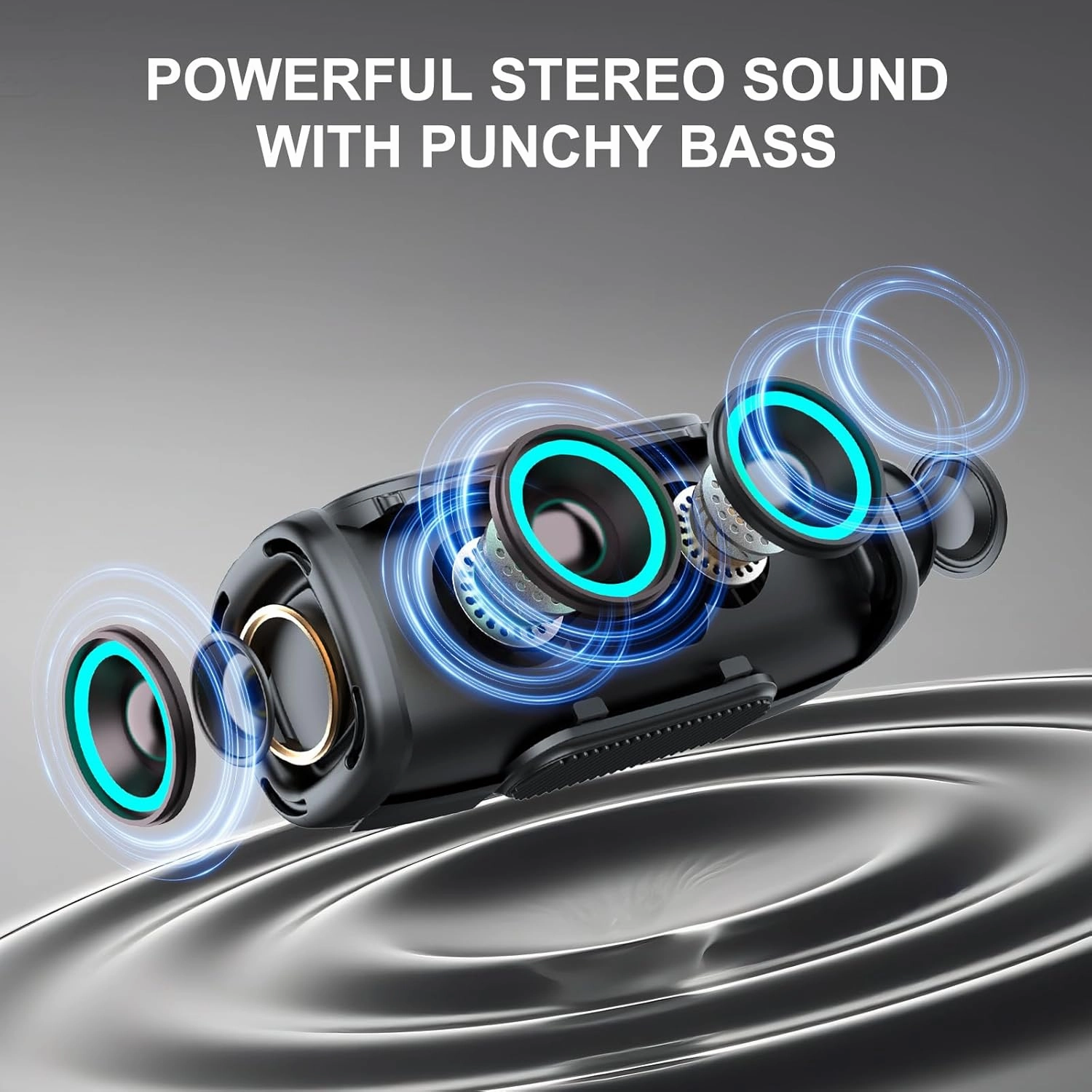 Portable Bluetooth Speaker with Handle, Crystal Clear Sound, Powerful Bass, BT5.3, IP6 Waterproof Wireless Stereo Pairing Speaker with RGB Multi-Color Rhythm Lights for Home/Outdoor/Party/Beach, Gift