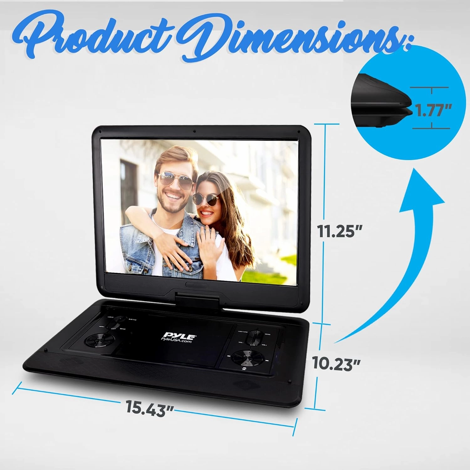 Portable DVD Player with Screen 17.9"- Disk Entertainment System w/Hi-Res HD Swivel Screen, Rechargeable Battery, USB/SD Support - Includes Earphone, Cigarette Lighter Car Charger, Remote Control