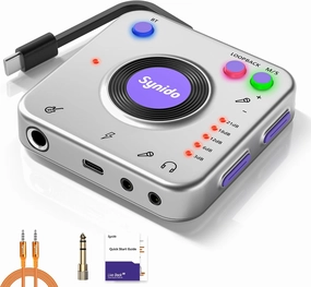 Portable Guitar Audio Interface, 24-bit/96kHZ Audio Adapter with USB-C, Inst./Headphone Ports for Live Streaming, Music Recording Equipment for iPad/iPhone/Android/Mac/PC/Laptop, (A20) audio interface,USB interface,music recording input,