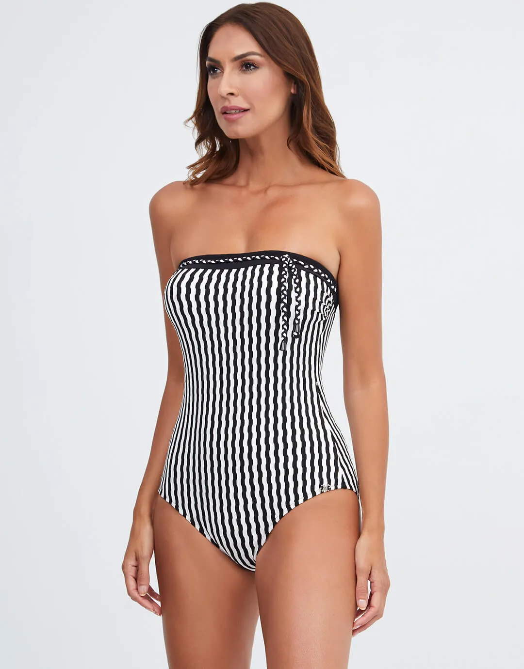 Portofino Bandeau Swimsuit - Black and White