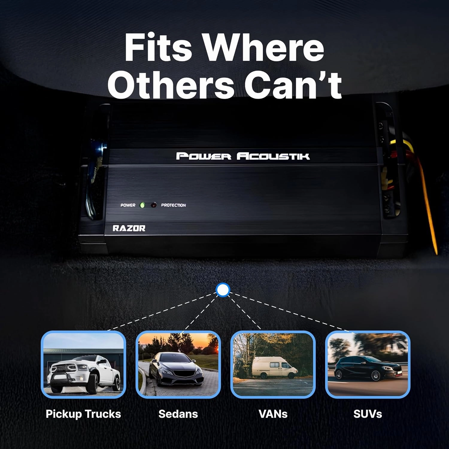Power Acoustik RZ4-2000D 2000W Class D 4 Channel Amplifier , Black , 13.60in. x 6.30in. x 3.50in.
