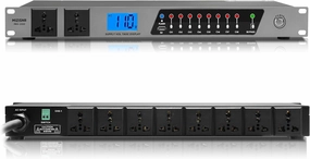 Power Conditioner, 20 Amps 10 Outlet Rack Mount Power Sequencer for Audio Equipment, 2000w Power Supply with 8 Independent Switches, 2P Surge Protector, External Switch, Voltage Display audio rack,hi-fi component stand,media shelf,