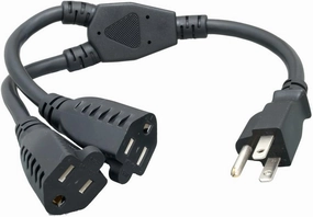 Power Cord Extension and Splitter, NEMA 5-15P to NEMA 5-15R x 2, 16 AWG, 13A, 125V (ZWACPQAG-14) Black power cord,hi-fi power cable,AC power lead,