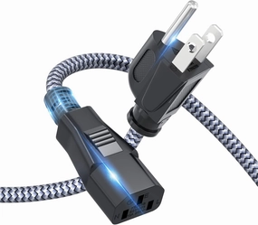 Power Cord, Goalfish 3 Prong AC Power Cable 6.6FT(2m) Nylon Braided Replacement 3 Pin Power Cord UL Certified for Computer, TV, Monitor, Printer, PC, Projector, Power Supply Cable power cord,hi-fi power cable,AC power lead,