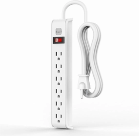 Power Strip Surge Protector, 6 Feet Extension Cord, 600 Joules Surge Protection, Multiple Protection 6 Outlet Strip, ETL Listed power cord,hi-fi power cable,AC power lead,