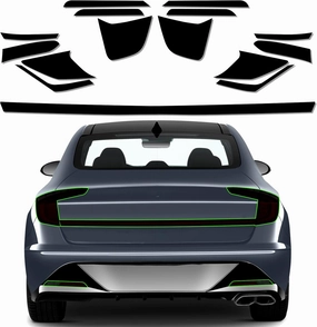 Precut Vinyl Overlay Tint Kit Film Fit for Hyundai Sonata 2020-2022 Full Taillight with Gloss Dark Smoke Wrap Cover Vinyl Decals Exterior Parts and Accessories (Full Taillight) vinyl accessories,turntable parts,record player tools,