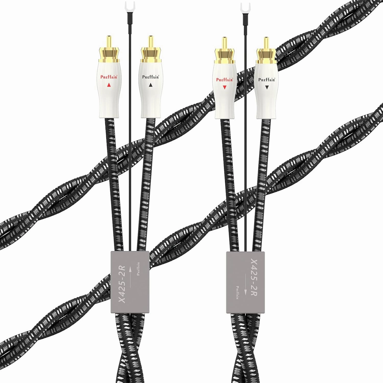 Preffair 5FT High End Turntable Cable with Ground Cable Gold Plated Dual RCA Connectors Stereo Phono Interconnecting Wire for Preamp, Record Player, Amplifier phono preamp,turntable amplifier,record player preamp,