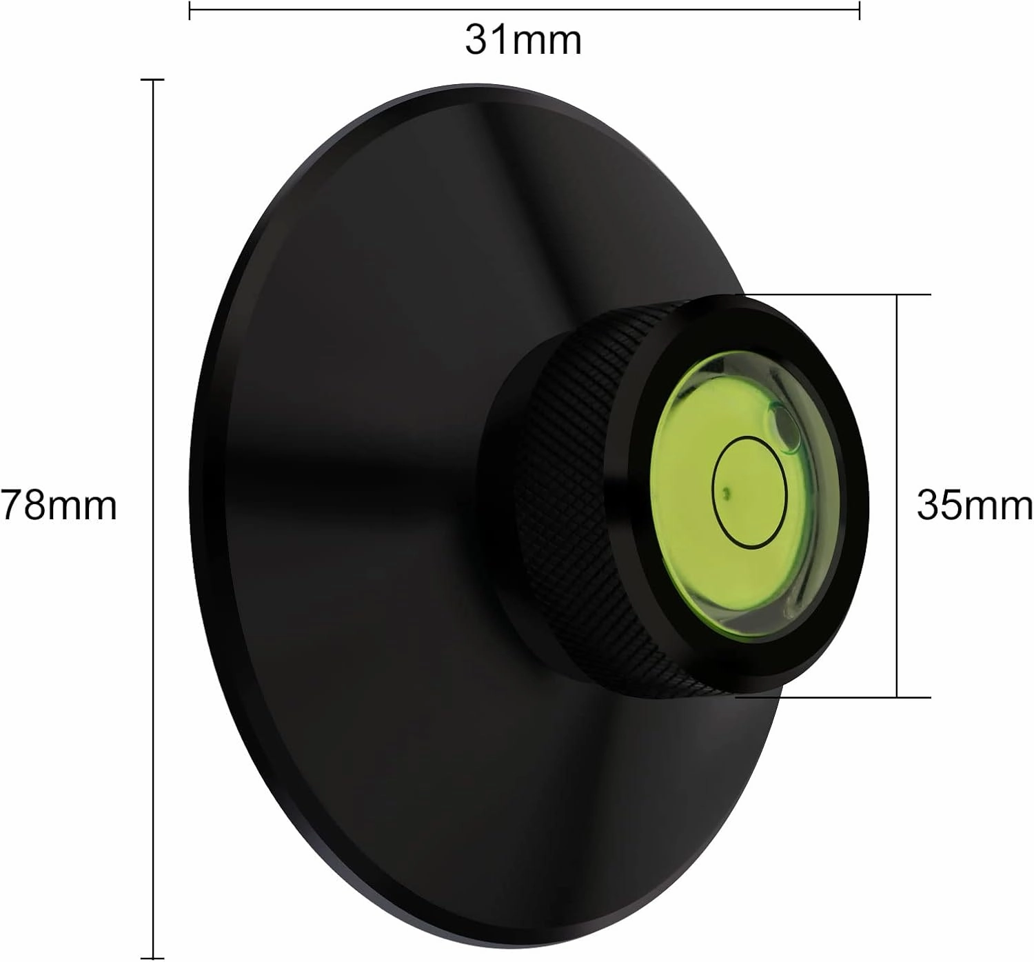Preffair Audiophile Record Weight Stabilizer 3.8OZ Aluminum Turntable Weight with Bubble Level and Protective Soft Base Pad LP Record Player Vinyl Disc Vibration Reducer(Black)