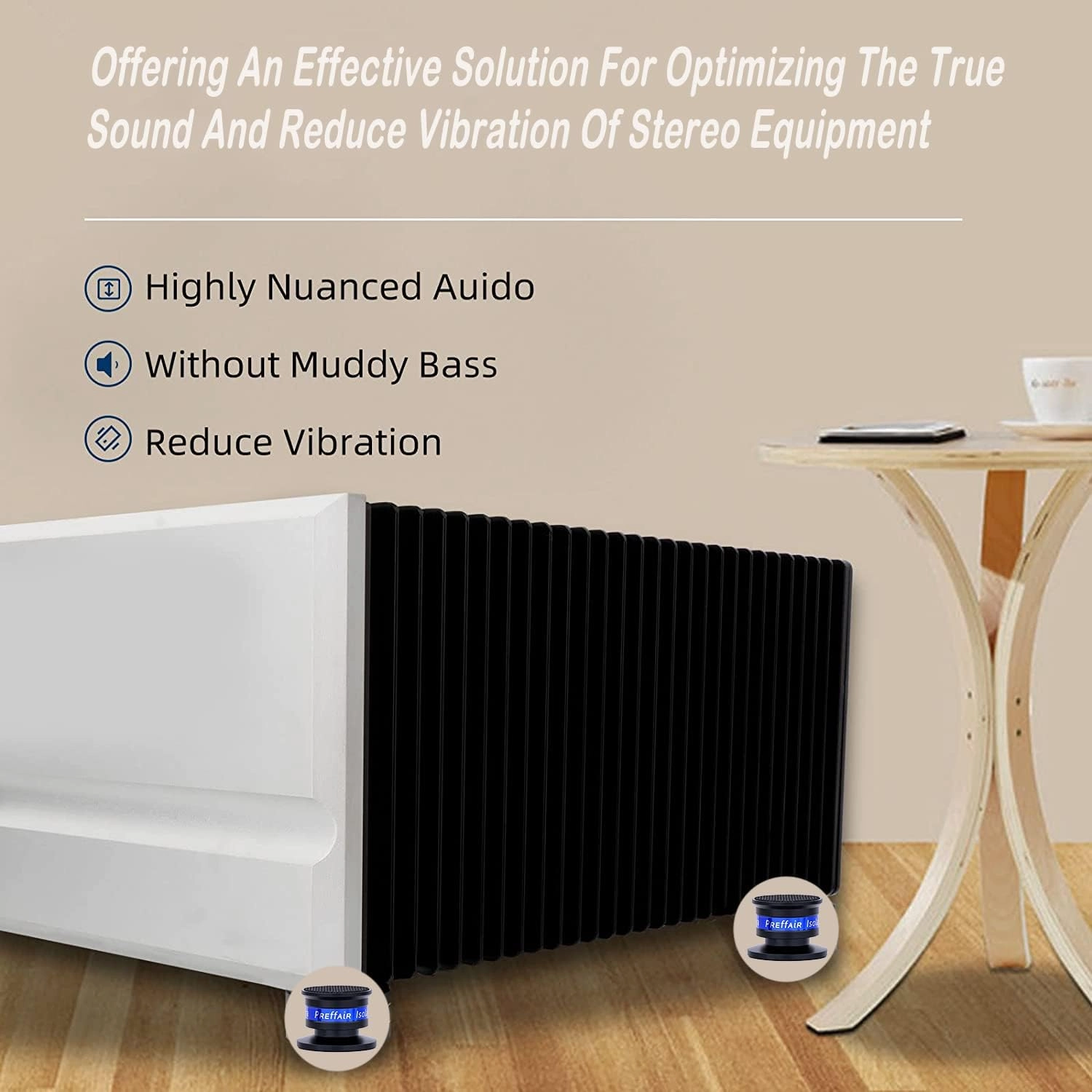 Preffair Audiophile Speaker Isolation Spikes Aluminum Record Player Shock Absorber Speaker Floor Protector Mat Adjustable Subwoofer Anti Vibration Pads Non-Slip LP Vinyl Record Player Base