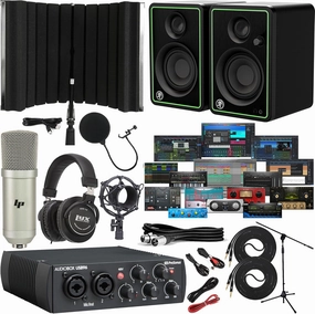 PreSonus AudioBox USB 96 Recording Bundle with Studio Monitors, Condenser Mic, Isolation Shield & Software  Complete Home Studio Kit for Music Production & Podcasting studio monitors,nearfield speakers,mixing reference monitors,