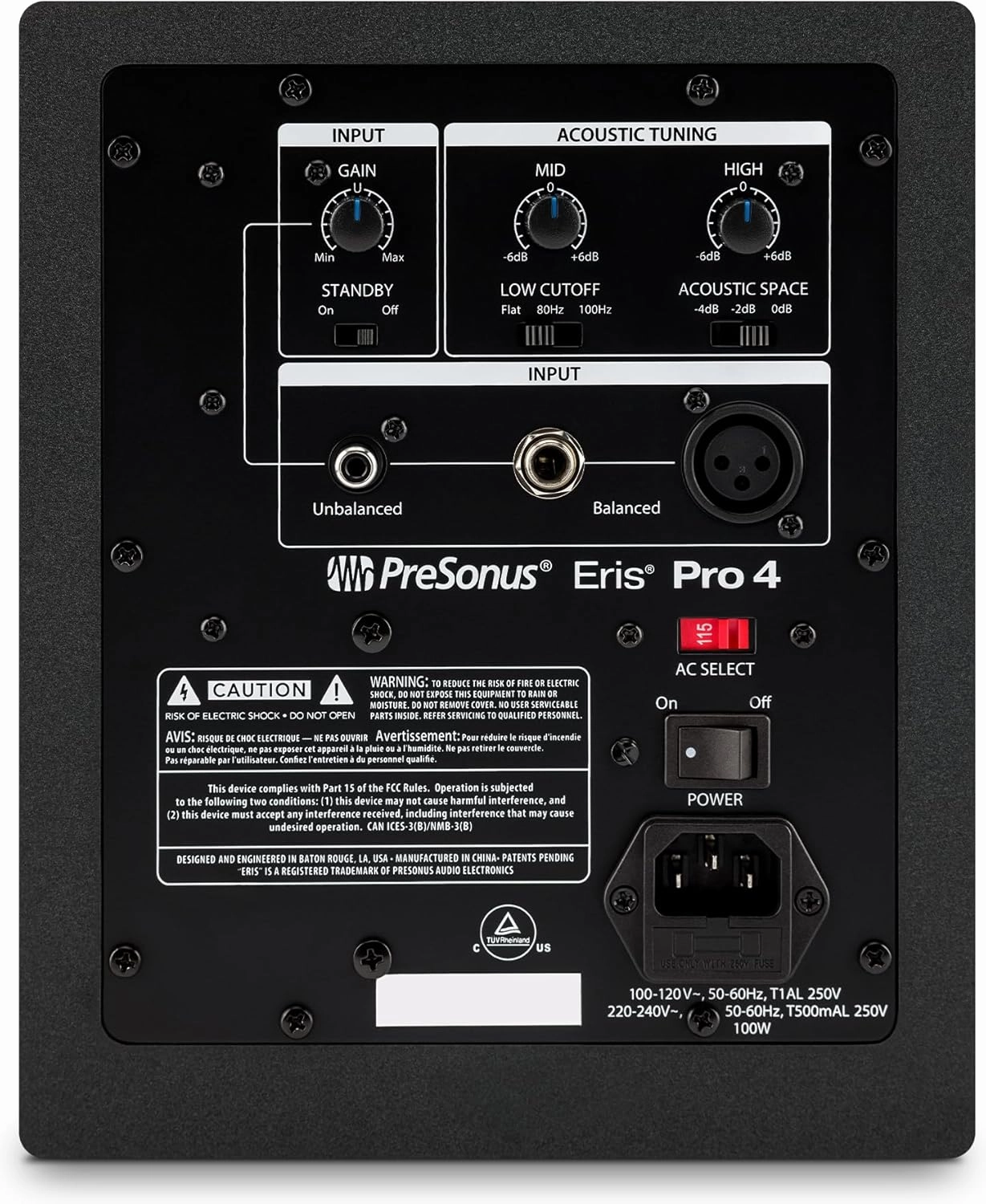 PreSonus Eris Pro 4 Studio Monitor  Bi-Amped, Active, 4.5-inch Coaxial Studio Monitor for Audio Recording & Mixing, Ceiling- & Wall-Mountable