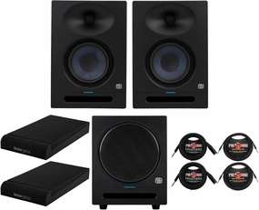PreSonus Eris Studio 4 4.5-Inch Compact Active Studio Monitors with Acoustic Tuning Bundle with 1/4-Inch TRS Cables, 1/4-Inch TRS to XLR Male, Studio Subwoofer and Speakers Isolation Pads (8 Items) studio monitors,nearfield speakers,mixing reference monito