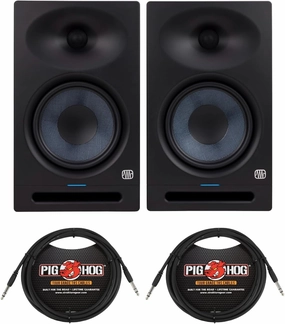PreSonus Eris Studio 8-inch Studio Monitor with Acoustic Accuracy - Low-Frequency Transducer for Pro Audio Mixing - High-Definition Sound Bundle with 1/4-Inch TRS Instrument Cables (4 Items) studio monitors,nearfield speakers,mixing reference monitors,