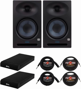 PreSonus Eris Studio 8-inch Studio Monitor with Acoustic Accuracy Bundle with 1/4-Inch TRS Instrument Cables, 1/4-Inch TRS to XLR Male, and Speakers Isolation Pads (7 Items) studio monitors,nearfield speakers,mixing reference monitors,