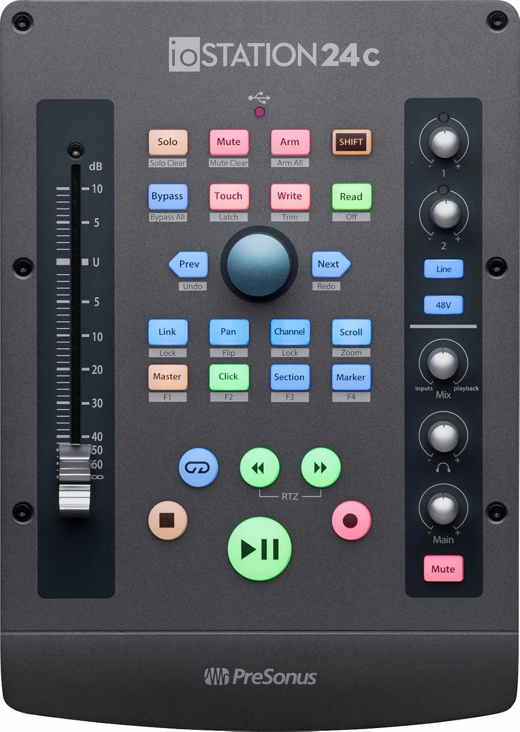 PreSonus ioStation 24c 2x2, 192 kHz, USB Audio Interface and Production Controller with Studio One Artist and Ableton Live Lite DAW Recording Software audio interface,USB interface,music recording input,