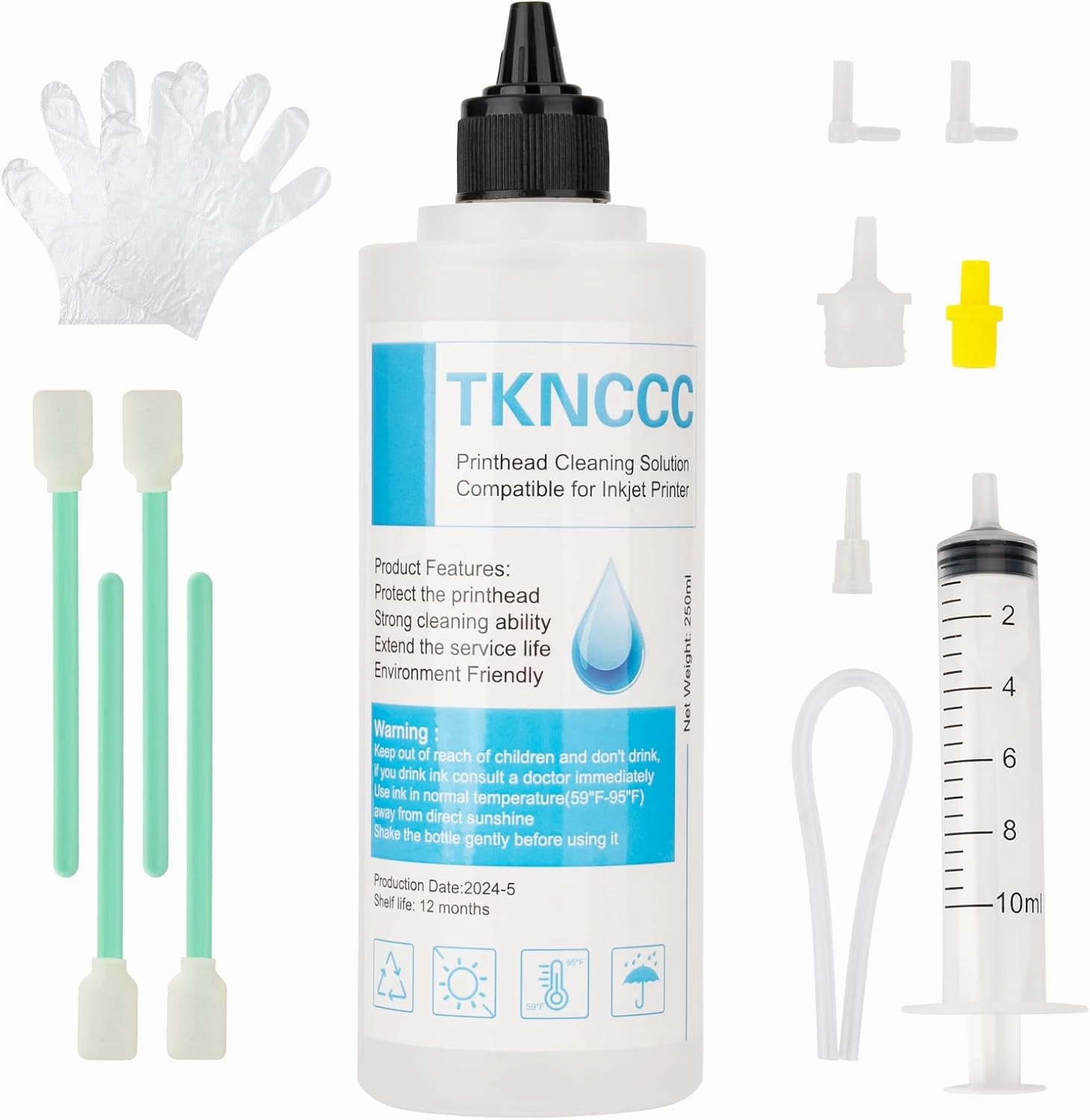 Printhead Cleaning Kit 250ml For Inkjet Printers NozzlePrint Head Cleaning Kit Epson, Printer Cleaner Solution for Brother Print Head, Printer Cleaning Kit for HP, Printer Head Cleaning Kit For Canon record cleaning kit,vinyl cleaner,stylus brush set,