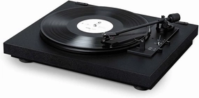 Pro-Ject Automat A1 Record Player, Fully Automatic Turntable System with 8.3 Aluminium Tonearm, Damped Metal Platter, Ortofon OM10 Cartridge, Belt Drive, 33/45 RPM, Vinyl Player, Wood Chassis - Black belt-drive turntable,vinyl record player,audiophile turn