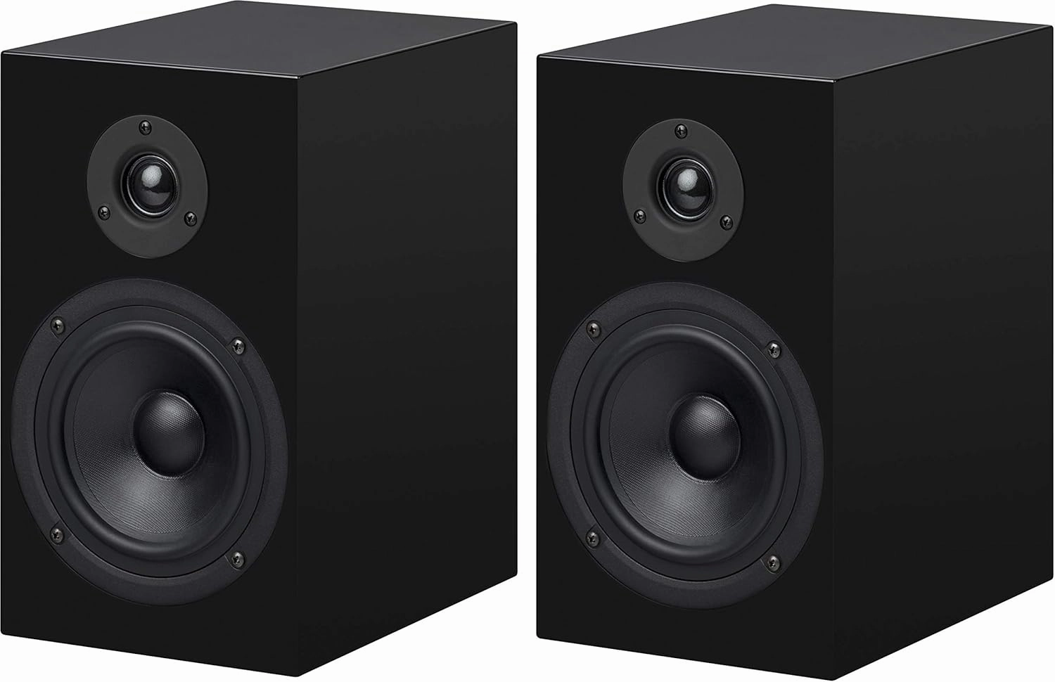Pro-Ject Box - Speaker Box 5 - Piano Surround Audiophile Bookshelf Home Speaker, Set of 2, Black bookshelf speakers,compact stereo speakers,hi-fi shelf speakers,