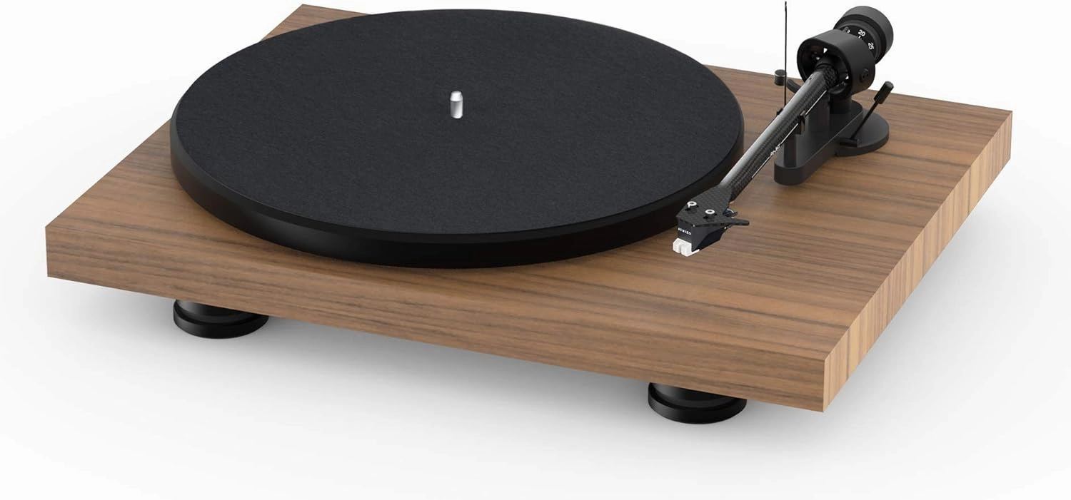 Pro-Ject Debut Carbon EVO, Audiophile Turntable with Carbon Fiber tonearm, Electronic Speed Selection and pre-Mounted Sumiko Rainier Phono Cartridge (Satin Walnut)