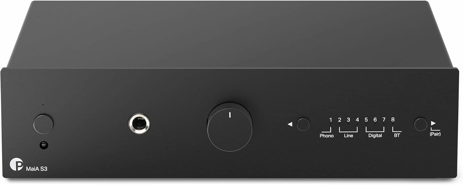 Pro-Ject MaiA S3 Compact Stereo Integrated Amp with MM Phono Preamp DAC & Bluetooth Receiver (Black) integrated amplifier,stereo receiver,hi-fi amp combo,