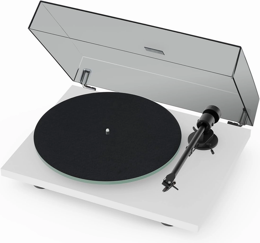 Pro-Ject T1 Evo Phono Turntable with Built-in Preamp (White) phono preamp,turntable amplifier,record player preamp,