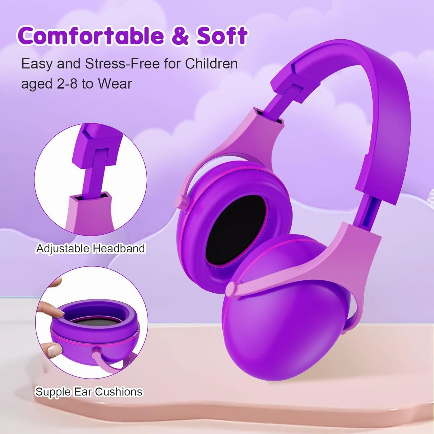 ProCase 2 Pack Noise Cancelling Headphones for Kids, Kids Ear Protection for Monster Jam Truck, Hearing Protection Noise Reduction Earmuffs for Sensory Autism Toddler Children -Purple & Indigo