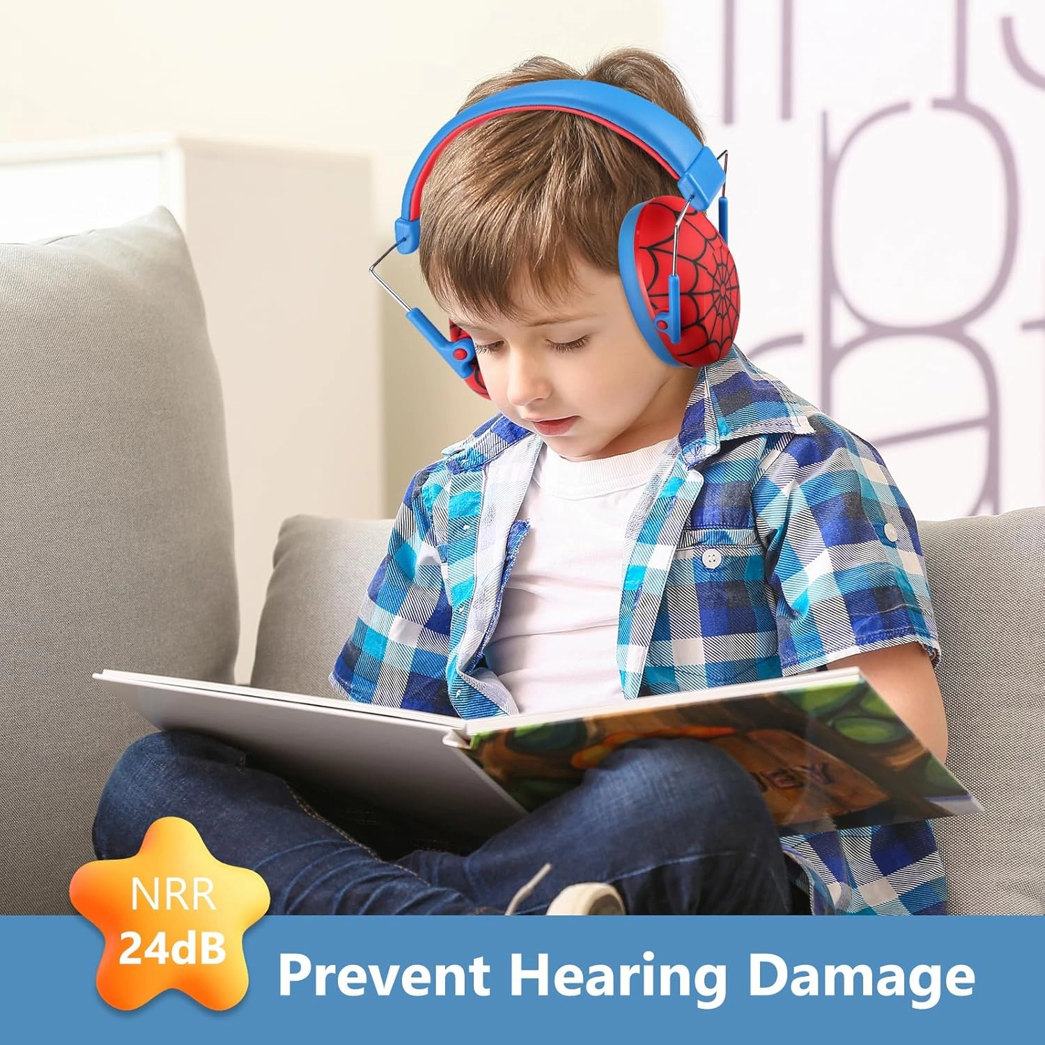ProCase Kids Noise Cancelling Headphones, Kids Ear Protection Monster Jam Truck, Fireworks Hearing Protection Noise Reduction, Noise Canceling Earmuffs for Sensory Autism Toddler Children -Red