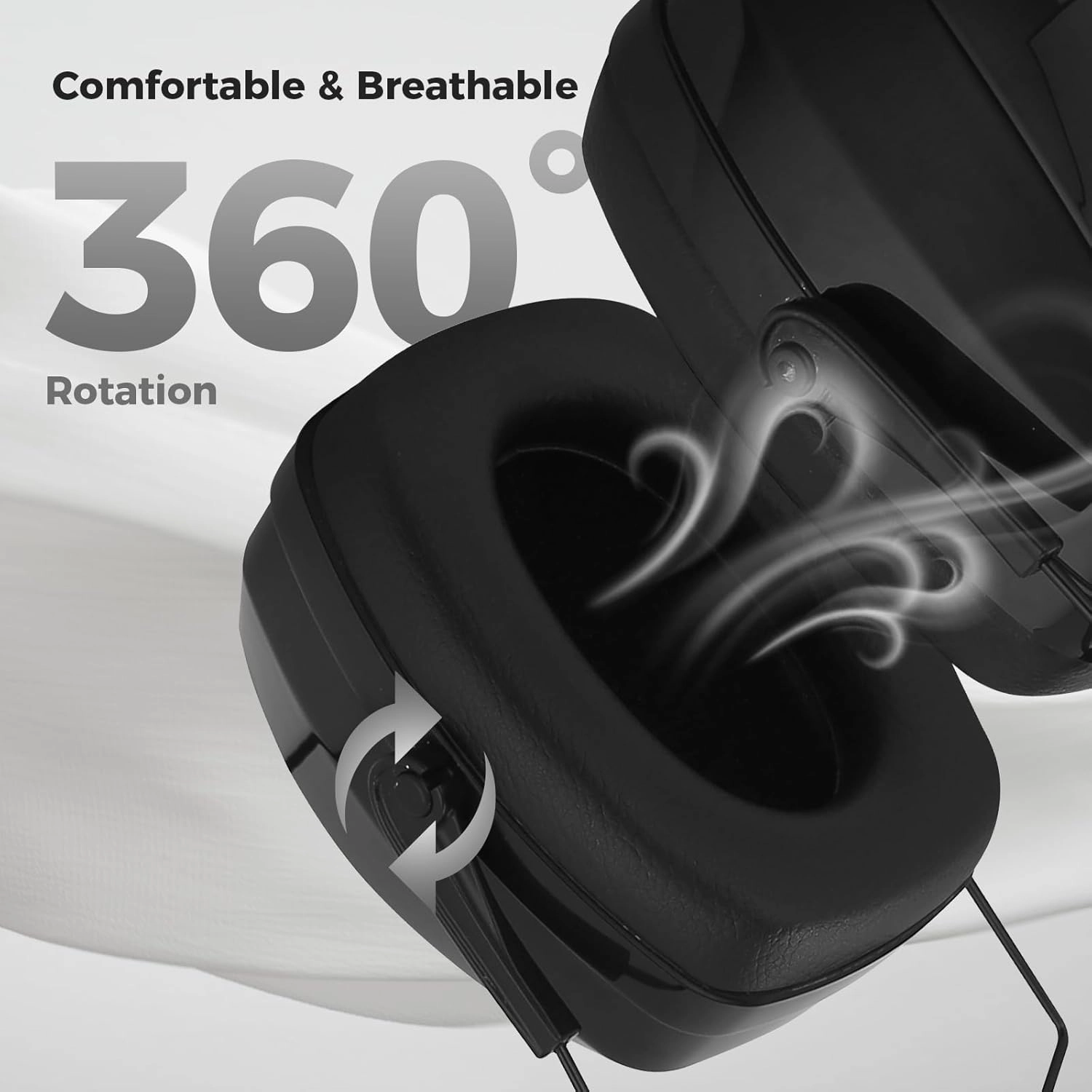 ProCase SNR 36dB Noise Reduction Safety Ear Muffs, NRR 32dB Noise Cancelling Ear Protection Headphones, Hearing Protection Ear Defenders for Shooting Gun Range Mowing -Black