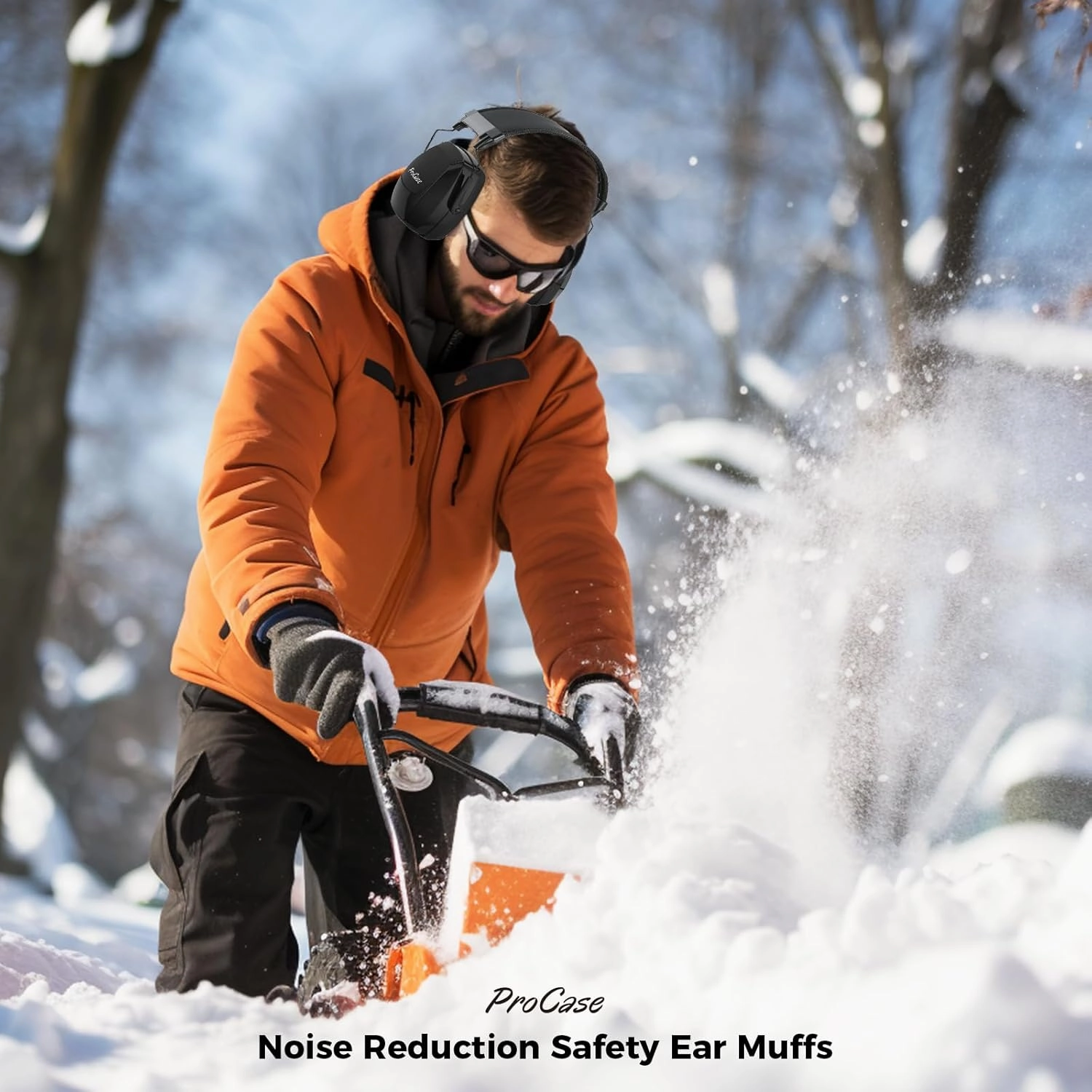 ProCase SNR 36dB Noise Reduction Safety Ear Muffs, NRR 32dB Noise Cancelling Ear Protection Headphones, Hearing Protection Ear Defenders for Shooting Gun Range Mowing -Black